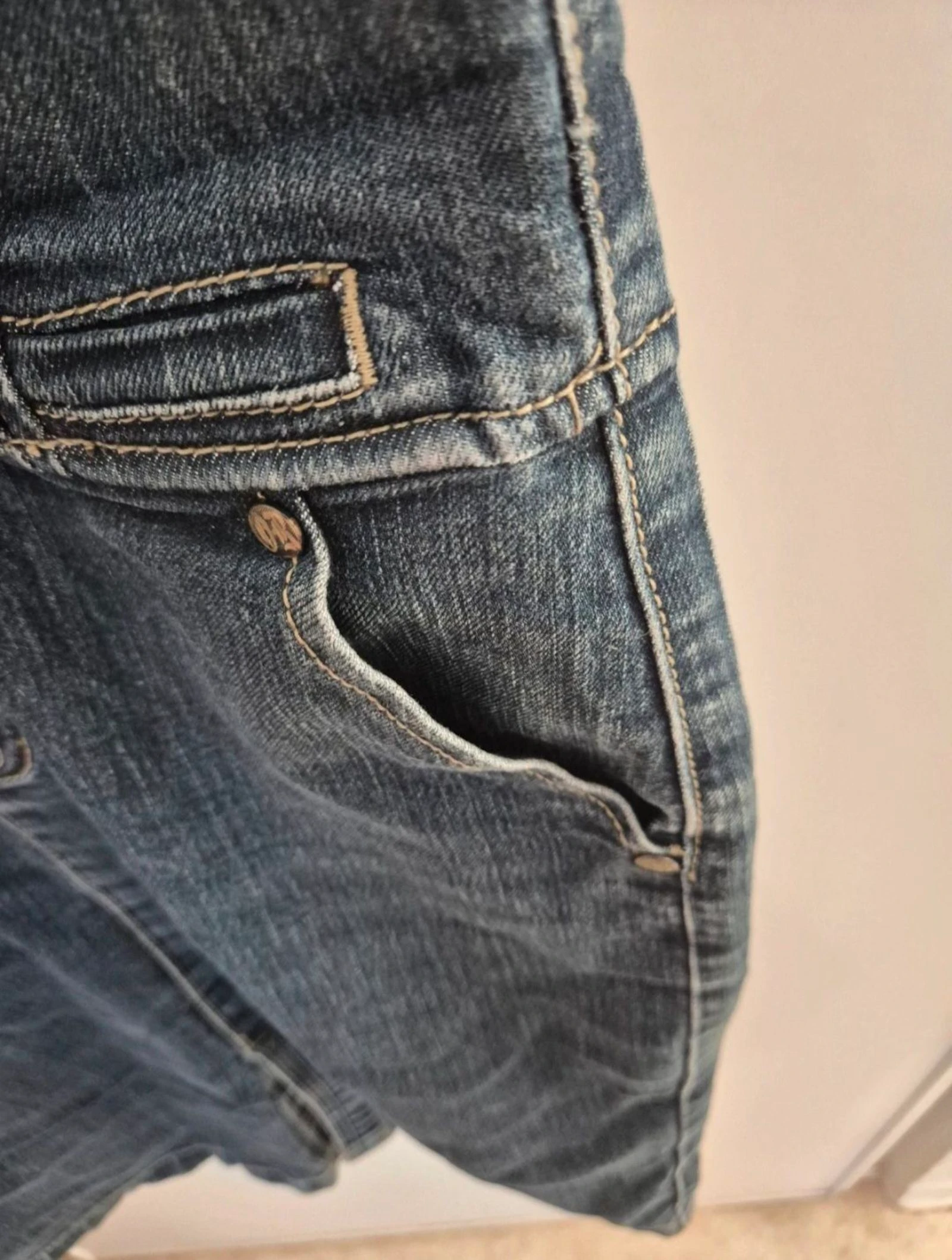 Robe jeans Original PP 34 sem mangas azul denim corte ajustado botões bolsos casual moderno – photo 4
